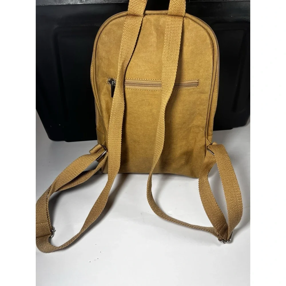 Backpack Purse Bag Tan‎ 100% Vegan Eco Friendly Sustainable Tear/water Resistant